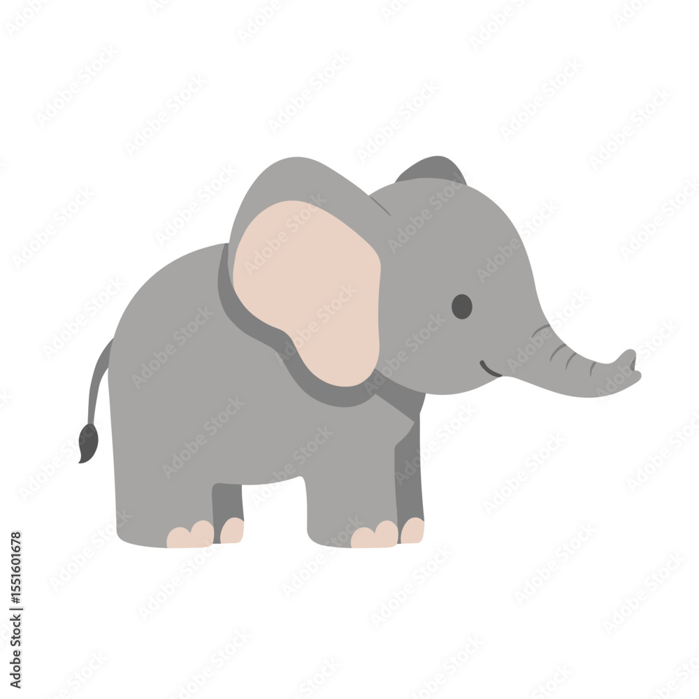 Fototapeta premium Cute Gray Elephant in Profile View with Pink Details.