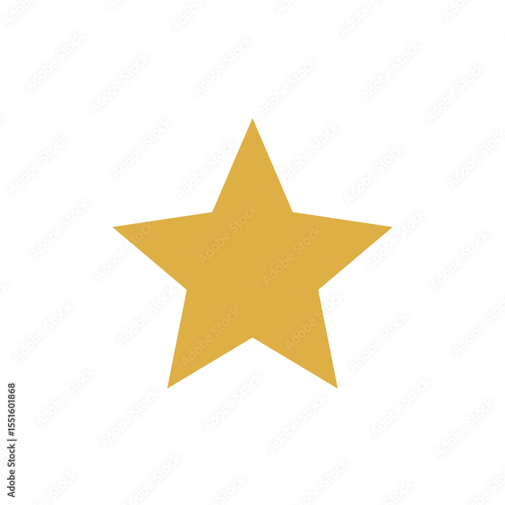 Fototapeta premium Simple Golden Star Shape with Five Points Isolated on Transparent Background.