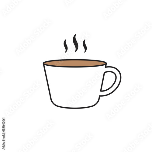 Simple White Coffee Cup with Steam Freshly Brewed and Hot.