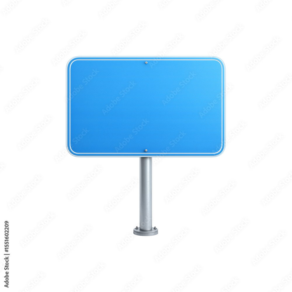Blank Blue Road Sign on White Background Isolated with Clean Lines and No Text Blank Blue Road Sign on White Background Isolated with Clean Lines and No Text