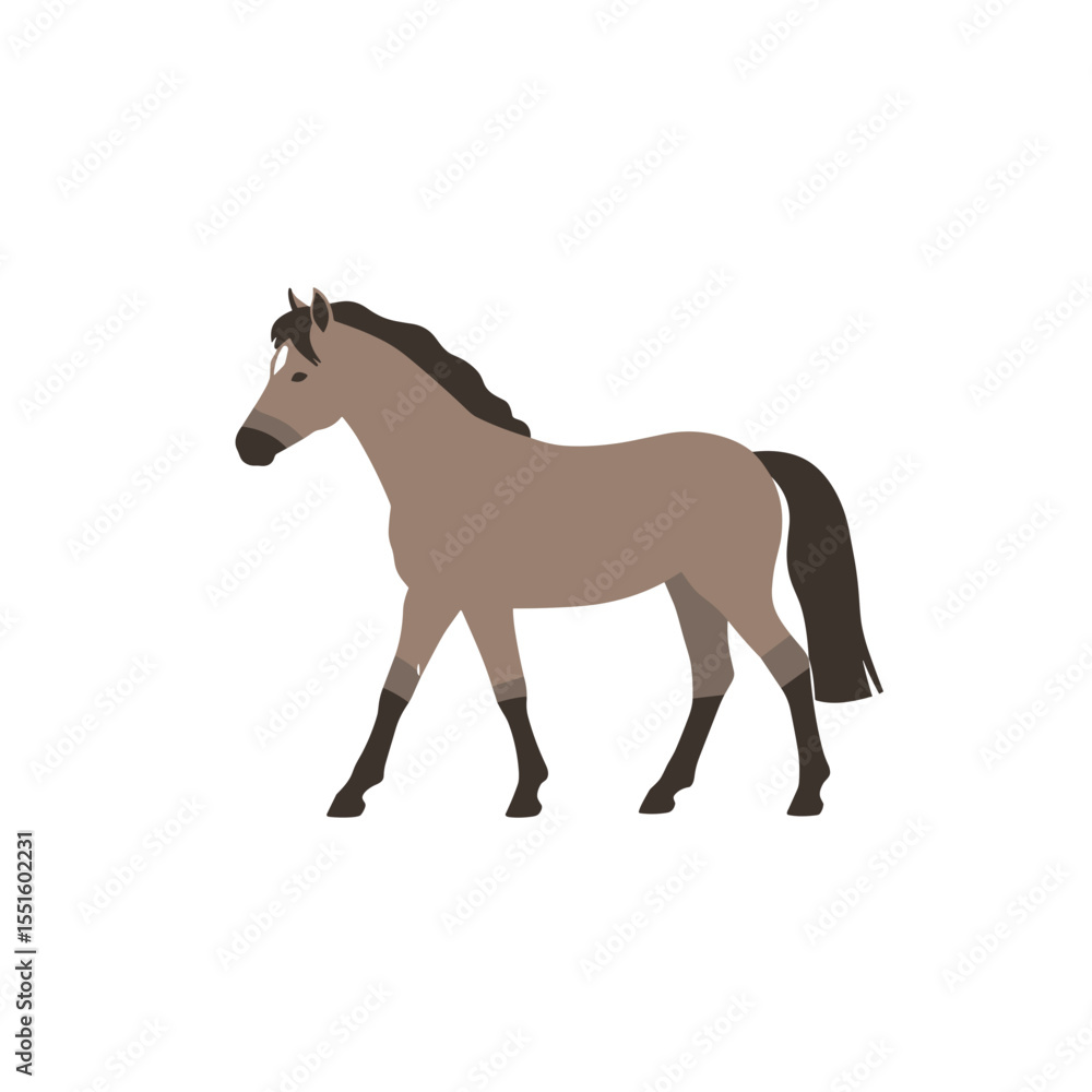 Elegant Grey Horse Walking Side Profile Illustration. Elegant Grey Horse Walking Side Profile Illustration.