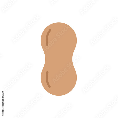 Single Roasted Peanut in Simple Flat Design.