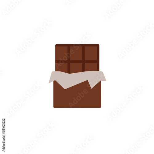 Simple Chocolate Bar with Partially Unwrapped Silver Foil Packaging.