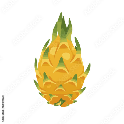 Vibrant Yellow Dragon Fruit in Detailed Style.