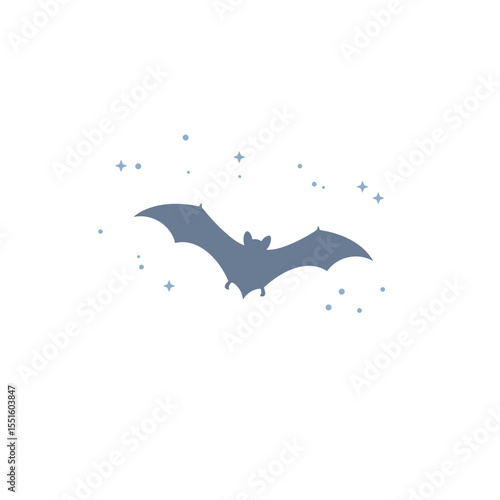 Simple Silhouette of a Bat Against a Starry Night.