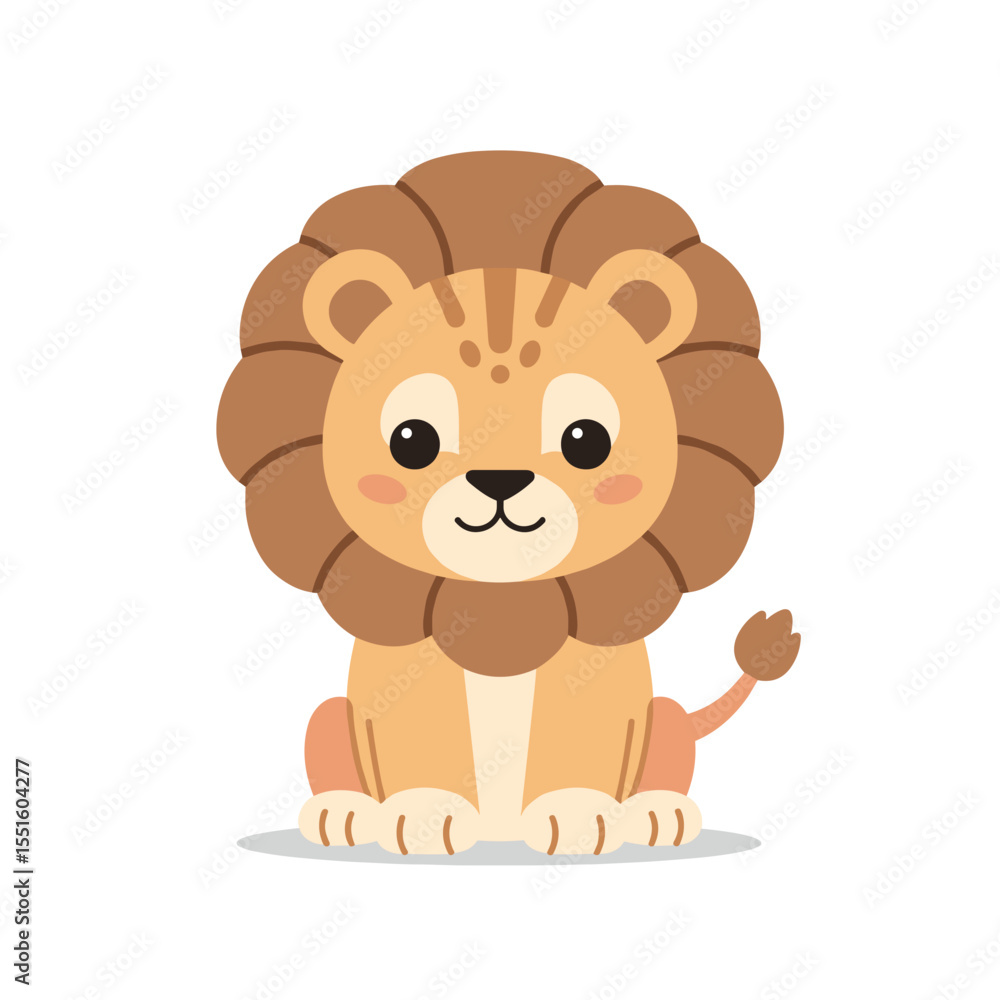 Obraz premium Adorable cartoon lion with a fluffy mane and a sweet gentle expression.