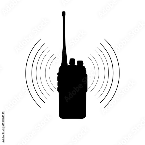 Walkie talkie device with signal waves on transparent background