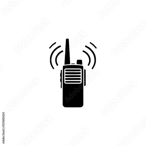 Walkie talkie device with signal waves on transparent background