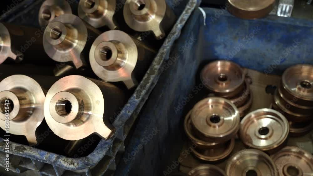 4K video of finished brass and steel parts ready to use 4K video of finished brass and steel parts ready to use