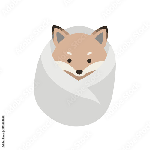 Adorable Cartoon Fox Snuggled in a Cozy Soft Blanket.