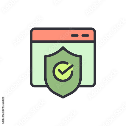 Internet Security Icon Depicting Website Security With Shield And Checkmark