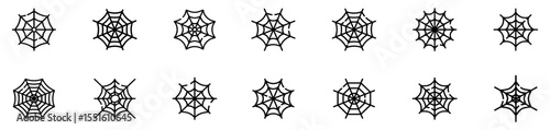 Black creepy spider web net silhouette art and spider web vector illustration. Spiderweb elements icon vector. Vector Illustration.