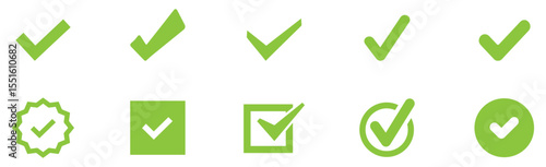 Check mark icon. Check mark vector icon. Checkmark Illustration. Vector symbols set ,green checkmark isolated on white background. Correct vote choise isolated symbol. Vector Illustration. EPS 10