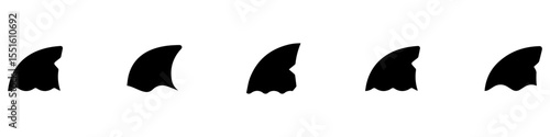 Shark fin sign. Shark tail icon. Sharky attack icon vector set. Vector Illustration.