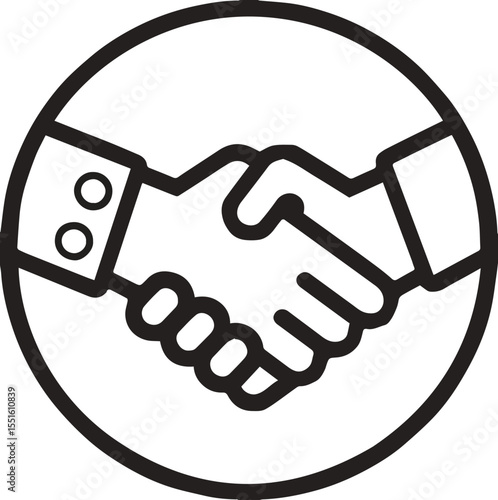 Two hands shaking hands icon vector illustration in a circle