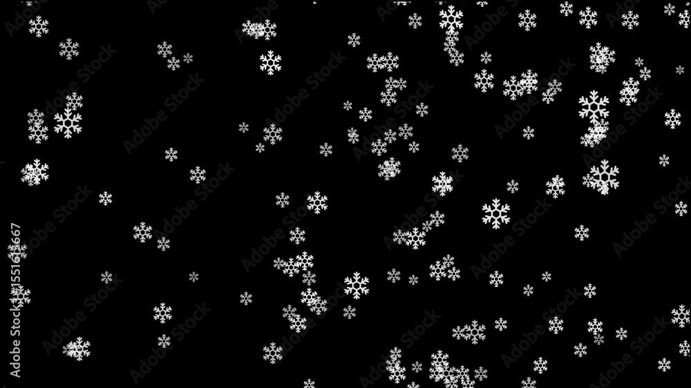 Snowing Display/screen winter snow failing Christmas animation with alpha channel, Rendered ...