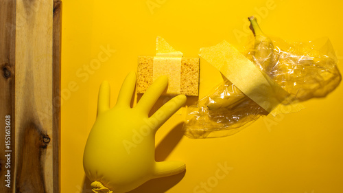 Photos Yellow glove mimics surrealist art, taped banana brings Dadaist impulse, akin to