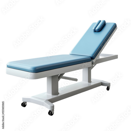 Modern blue examination table treatment bed healthcare furniture medical on transparent background