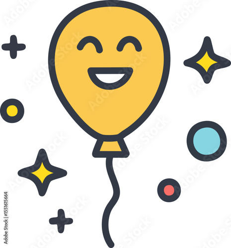 Ballon souriant avec confettis pour fête colorée