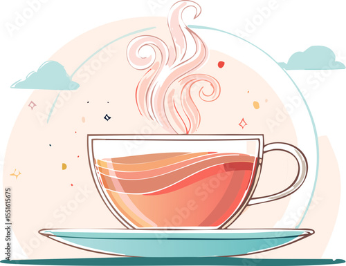 Tasse chaude avec vapeur s’échappant, détails précis