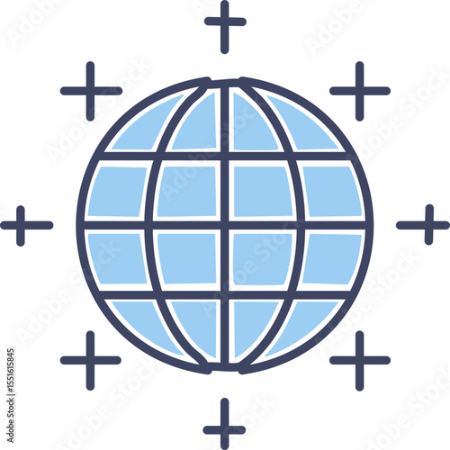 Globe digital filaire minimaliste avec flux de données