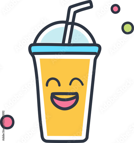 Icône smoothie joyeux avec visage souriant