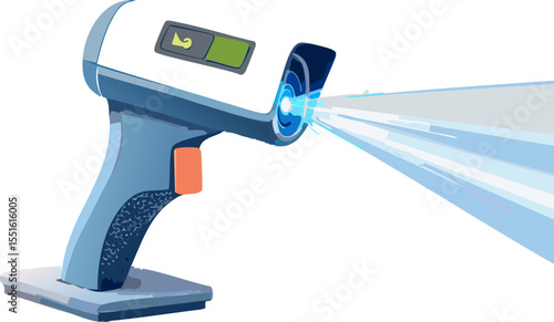 Scanner AI portatif avec rayon lumineux low poly 3D