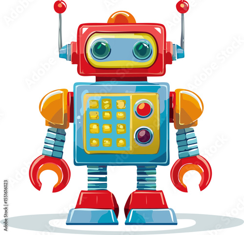 Robot jouet rétro avec touche futuriste style bande dessinée