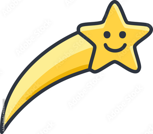 Étoile filante souriante en style design plat