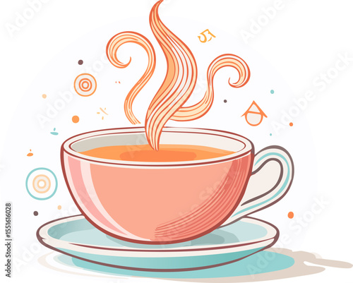 Tasse fumante stylisée en design plat
