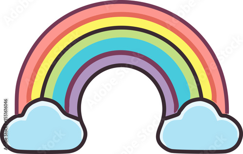 Arc-en-ciel miniature avec nuages souriants
