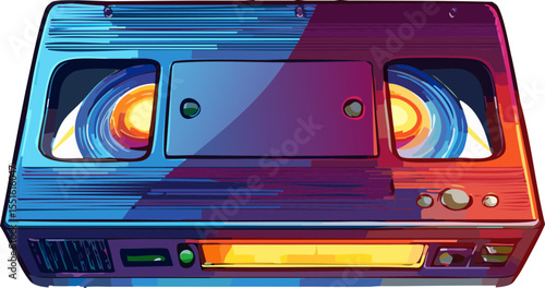 Illustration cassette VHS rétro aux couleurs vives