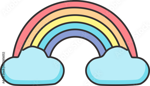 Mini arc-en-ciel avec nuages souriants minimalistes