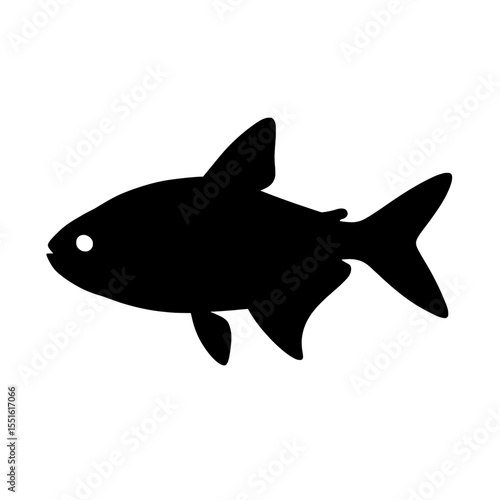 Silhouette of X-Ray Tetra Fish with Bold Fin Shapes