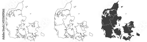 Denmark map – vector illustration of regions and political borders