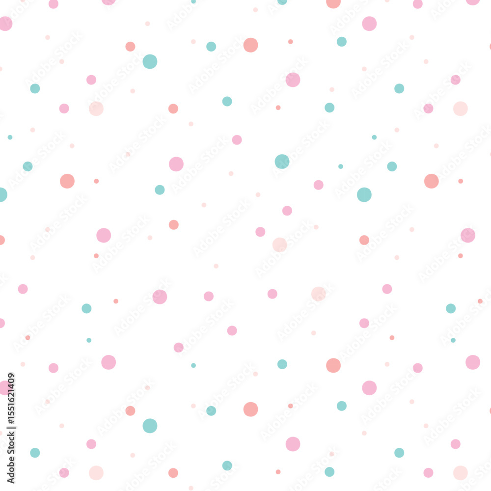 Hand drawn pastel seamless pattern for children's design. Polka dots colorful.
Hand drawn pastel seamless pattern for children's design. Polka dots colorful.