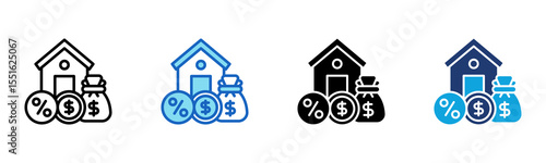Mortgage Loan icon Multi Style Vector Illustration