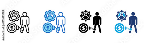 Debt Management icon Multi Style Vector Illustration