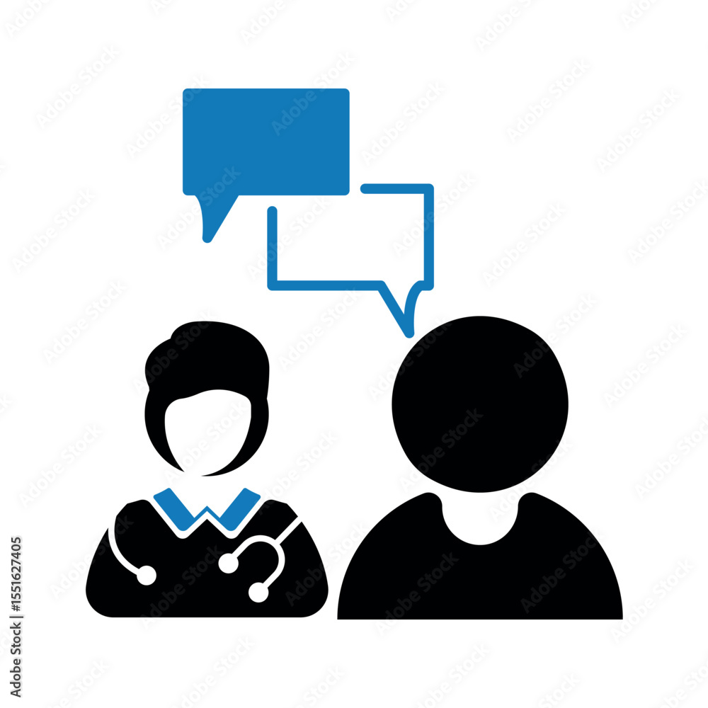 Doctor patient consultation icon. Doctor patient consultation icon.