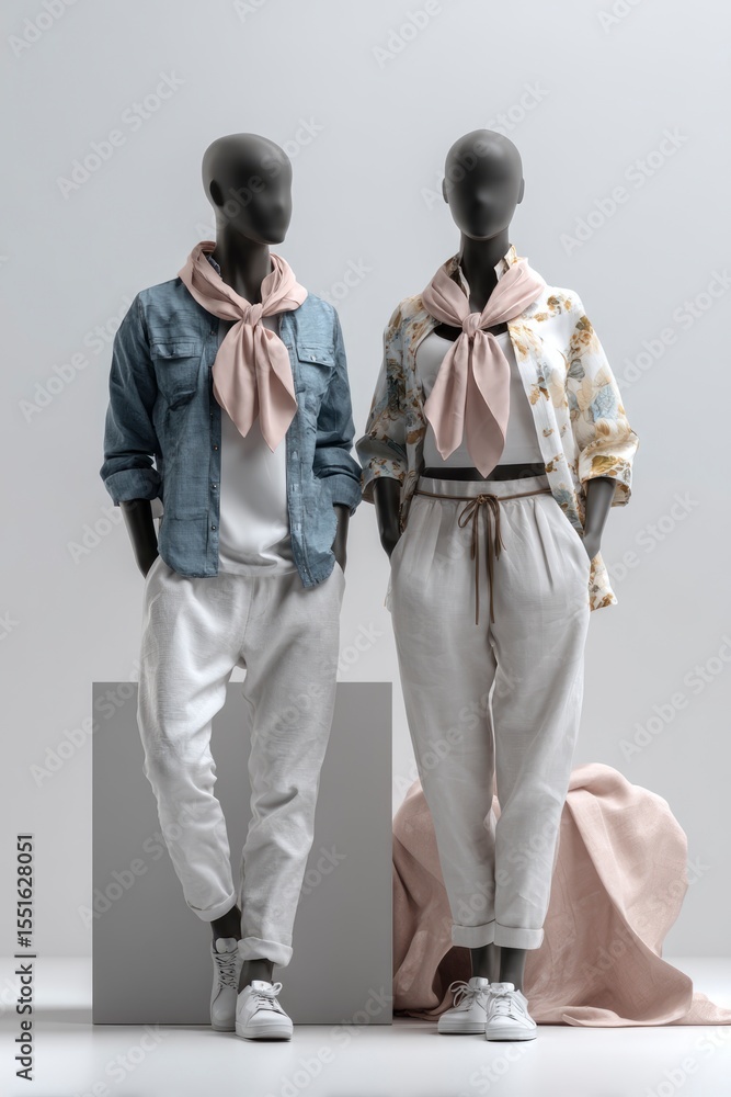 Obraz premium Two mannequins dressed in casual attire