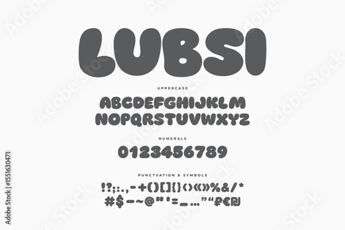 Lubsi is a chunky black bubble font with smooth edges, perfect for bold branding, stickers and punchy poster titles.