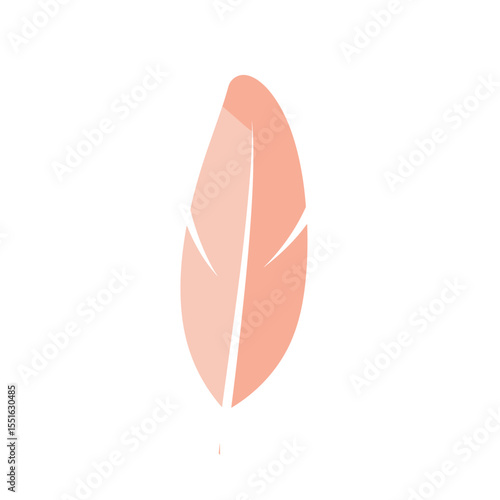 Delicate Peach Feather Design: Minimalist Stylized Illustration.