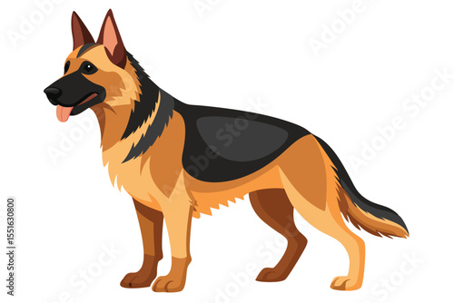 Alert and Loyal German Shepherd Standing Tall A Portrait of Canine Elegance and Breed Excellence Perfect for Dog Lovers
