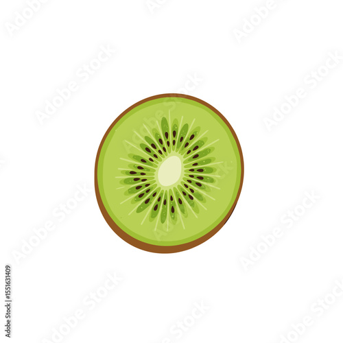 Vibrant Kiwi Slice: A Detailed Cross-Section Illustration.