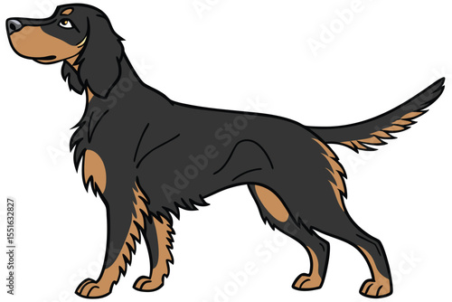 Cartoon Gordon Setter Dog Breed Illustration A Majestic Canine Companion in a Playful Animated Style