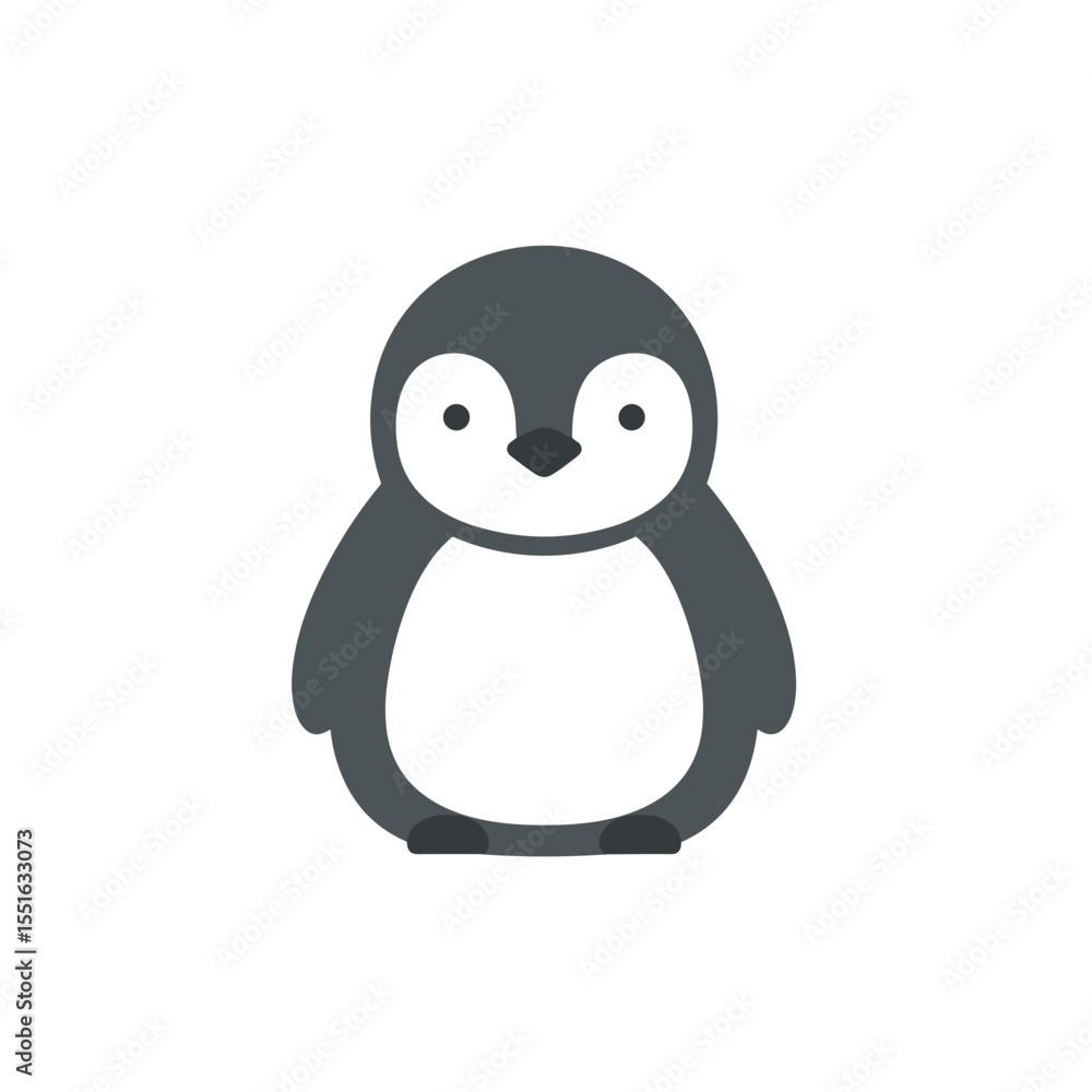 Fototapeta premium Cute Cartoon Penguin in Simple Style.