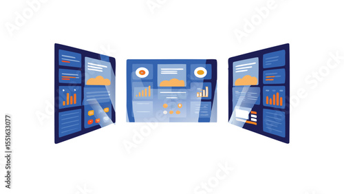 A Clean Glass Walled Space Filled - AI Dashboard Vector