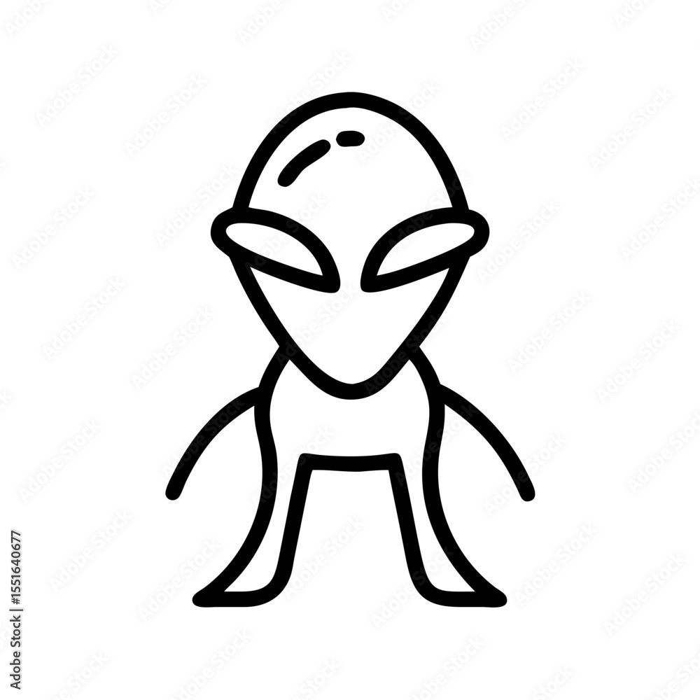 Obraz premium Cartoon alien character in a simple line art style 