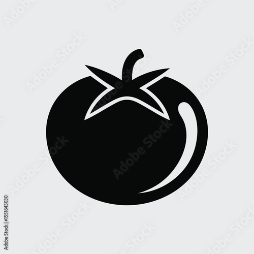 Simple Tomato Icon Vector Illustration in Black and White Style