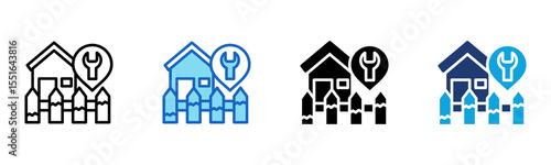 Fence Repair icon Multi Style Vector Illustration